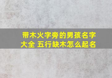 带木火字旁的男孩名字大全 五行缺木怎么起名